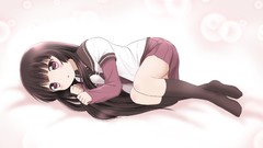 Brown blush seifuku purple eyes yuru yuri matsumoto rise