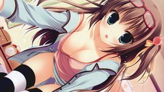 Brown glasses blush anime girls midori no umi meganekko 