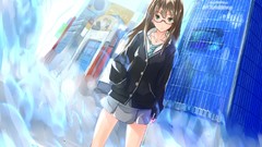 Brown glasses green eyes brunettes school uniforms shibuya rin 