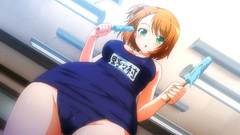 Brown ice cream school anime girls green eyes brunettes short 