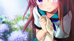 Brown paintings sitting drawings blush anime girls school 