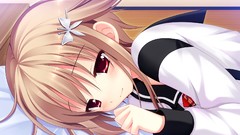 Brown red eyes anime girls makita maki short hair seifuku game 