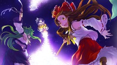 Brown witch blondes yellow eyes kochiya sanae hakurei reimu 