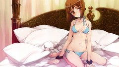 Brunettes bikini bondage beds