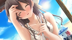 Brunettes bikini closed eyes