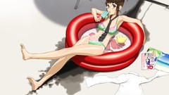 Brunettes bikini ice cream