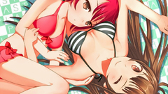 Brunettes bikini redheads brown