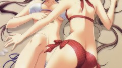 Brunettes bikini sand long