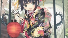 Brunettes blondes kimono anime