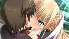 Brunettes blondes kissing long