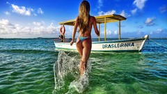 Brunettes blondes woman ass