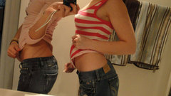 Brunettes blondes woman jeans