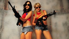 Brunettes blondes woman weapons