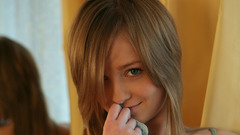 Brunettes blue eyes smiling