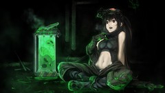 Brunettes dark red eyes