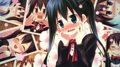 Brunettes Flowers blue eyes