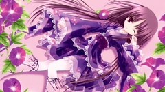 Brunettes Flowers purple kimono