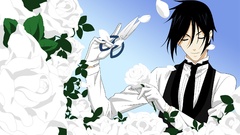 Brunettes Flowers scissors kuroshitsuji