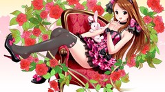 Brunettes Flowers skirts high