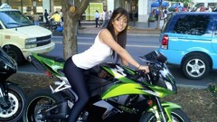 Brunettes leggings honda cbr motorbikes tight girls with bikes 