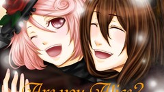 Brunettes pink hair Anime