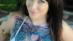 Brunettes tattoos boobs woman