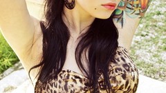 Brunettes tattoos boobs woman