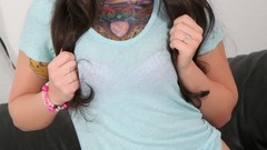 Brunettes tattoos legs boobs