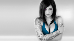 Brunettes tattoos woman bra