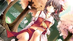 Brunettes touhou cherry blossoms