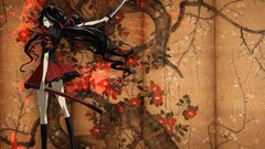 Brunettes Trees Flowers Katana