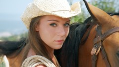 Brunettes woman Animals models