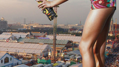 Brunettes woman bikini crowd