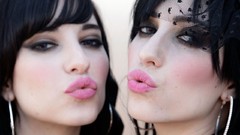 Brunettes woman black lips