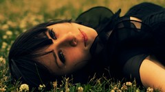 Brunettes woman black tears