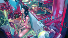 Brunettes woman blue panties