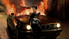 Brunettes woman cars fire