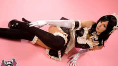 Brunettes woman cosplay white