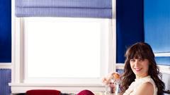 Brunettes woman couch dress