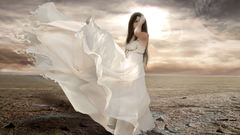 Brunettes woman dress even