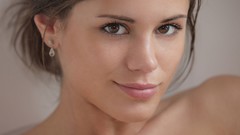 Brunettes woman eyes lips