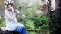 Brunettes woman fantasy outdoors