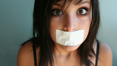 Brunettes woman gag brown