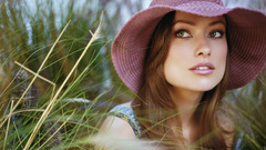 Brunettes woman grass models