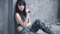 Brunettes woman Guns Hwang