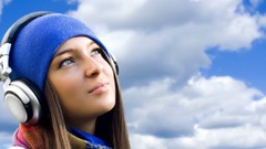 Brunettes woman hats looking