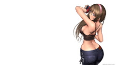 Brunettes woman jeans blue