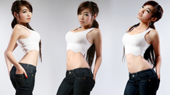 Brunettes woman jeans tank