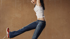 Brunettes woman jeans tank