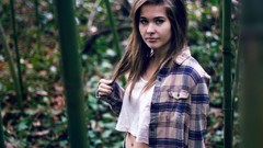 Brunettes woman Landscapes forests